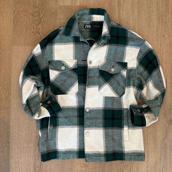 Zara Green Plaid Shacket - Picture 1 of 9